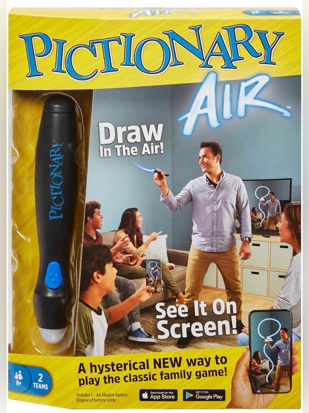 Pictionary Air Family Drawing Game Complete with Light Pen Cards & Instructions